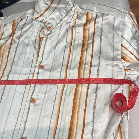 Vintage Shirt Collared Button Down Short Sleeve w/Horizontal Stripes Sz M - Picture 7 of 8